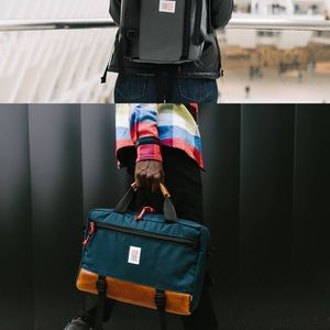 Topo Designs Commuter Briefcase in Blue and Brown